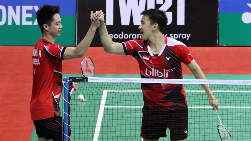 Kevin Sanjaya Sukamuljo/Marcus Fernaldi Gideon lolos ke final India Open Super Series 2016 usai mengalahkan Goh V. Shem/Tan Wee Kiong pada babak semifinal, Siri Fort Sports Complex, New Delhi